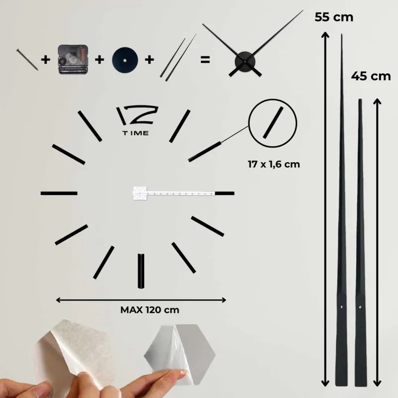 Nalepovacie nástenné 3D hodiny zrkadlové I SENTOP 12SZ003S