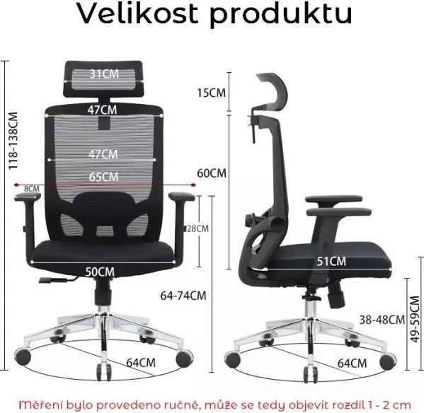 Kancelárska ergonomická stolička Neoseat GRANDINI — sieť / látka, čierna, nosnosť 150 kg