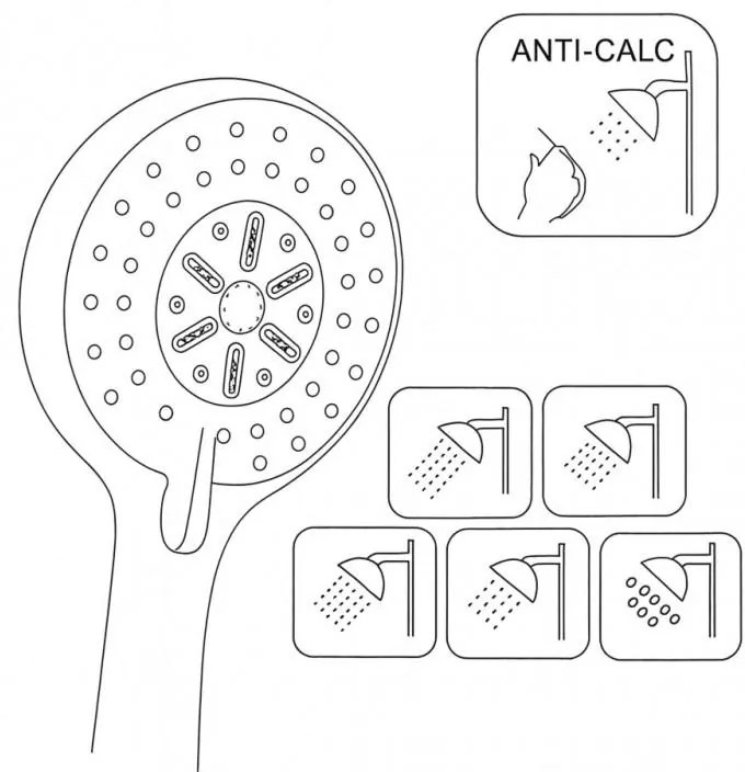 Erga Samba, 5-funkčná ručná sprchová hlavica, chrómová, ERG-YKA-BP.SAMBA-CHR