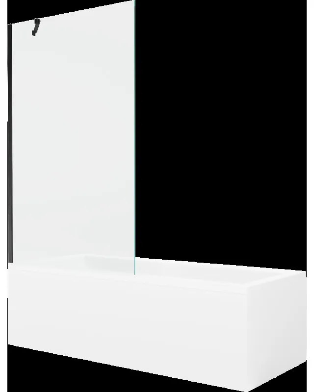 Mexen Cubik obdĺžniková vaňa 170 x 70 cm s obkladom a 1-krídlovou sprchovou zástenou 100 cm, Transparentné, Čierna - 550317070X9