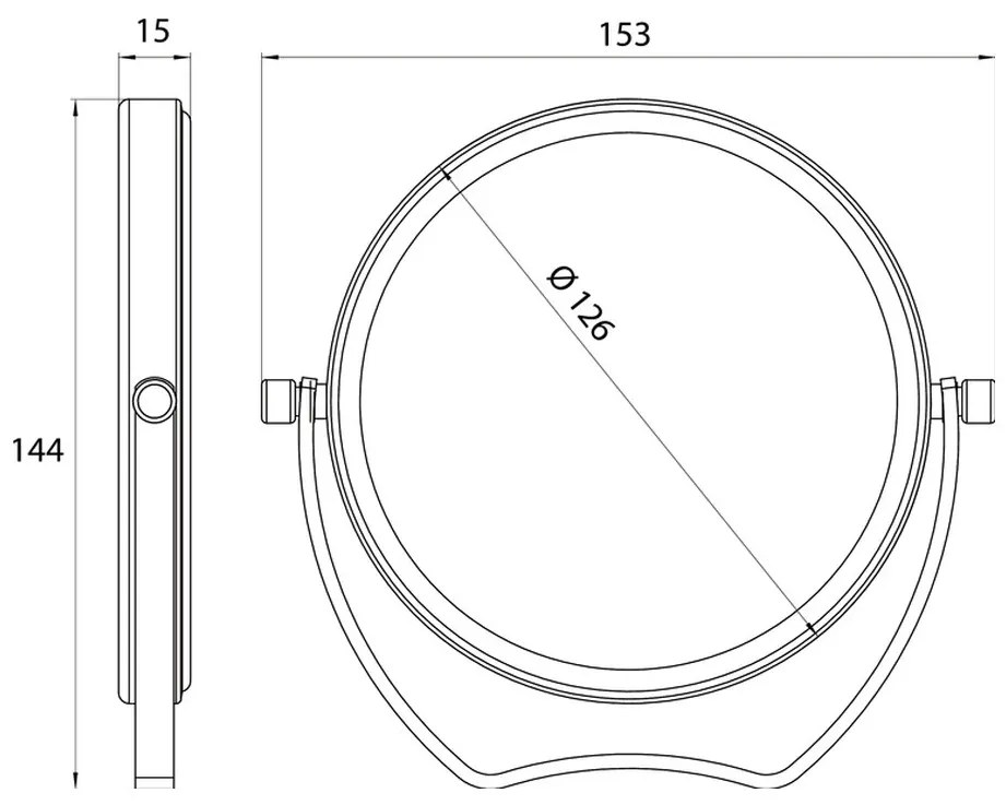 Emco Cosmetic mirrors Pure - Stojace okrúhle cestovné zrkadlo, Ø 126 mm, 5 násobné zväčšovanie, chróm 109400126