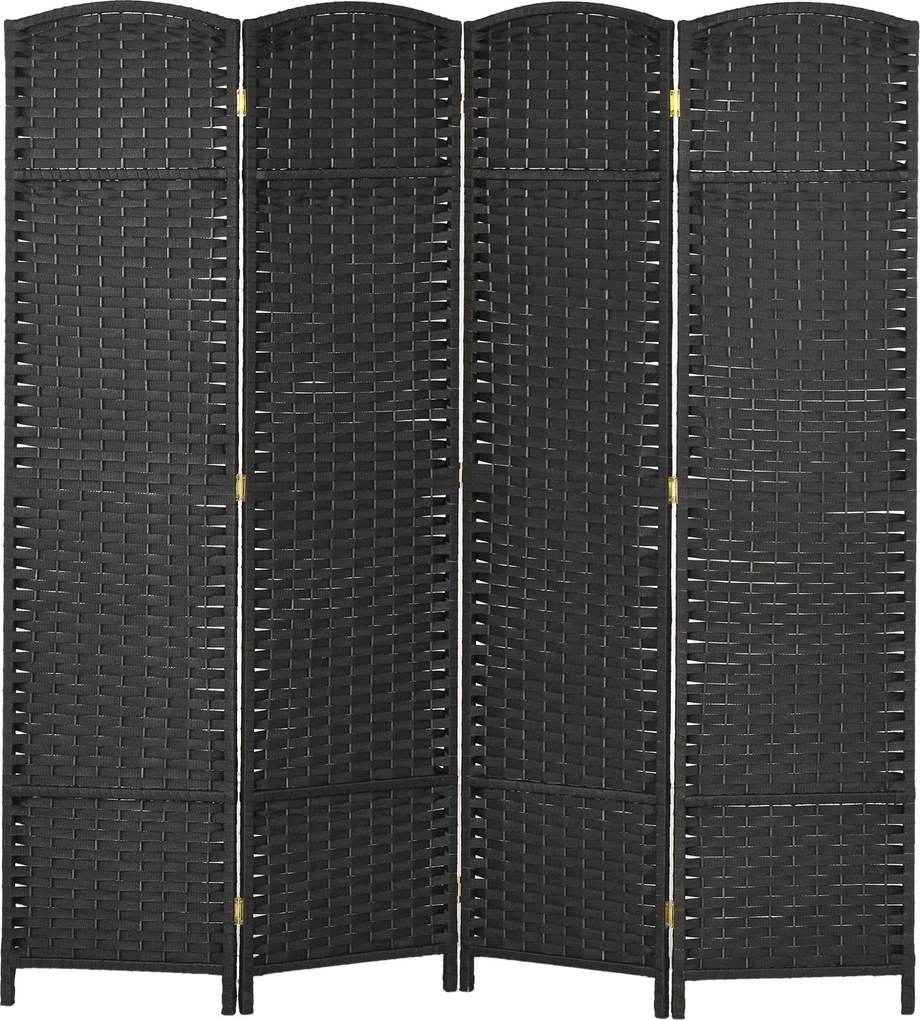 HOMCOM 4-panelový paravan 160x170 cm, skladací paravan do obývacej izby, spálne, kancelárie, čierny | Aosom