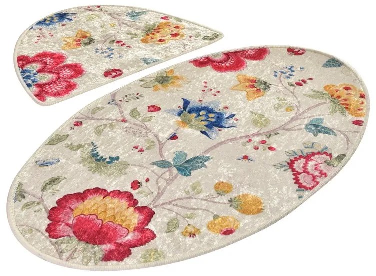 Súprava 2 kusov kúpelňových predložiek Arya Oval viacfarebná