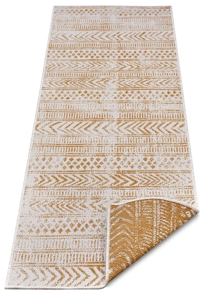 Okrovožlto-biely vonkajší koberec 80x350 cm Biri – NORTHRUGS