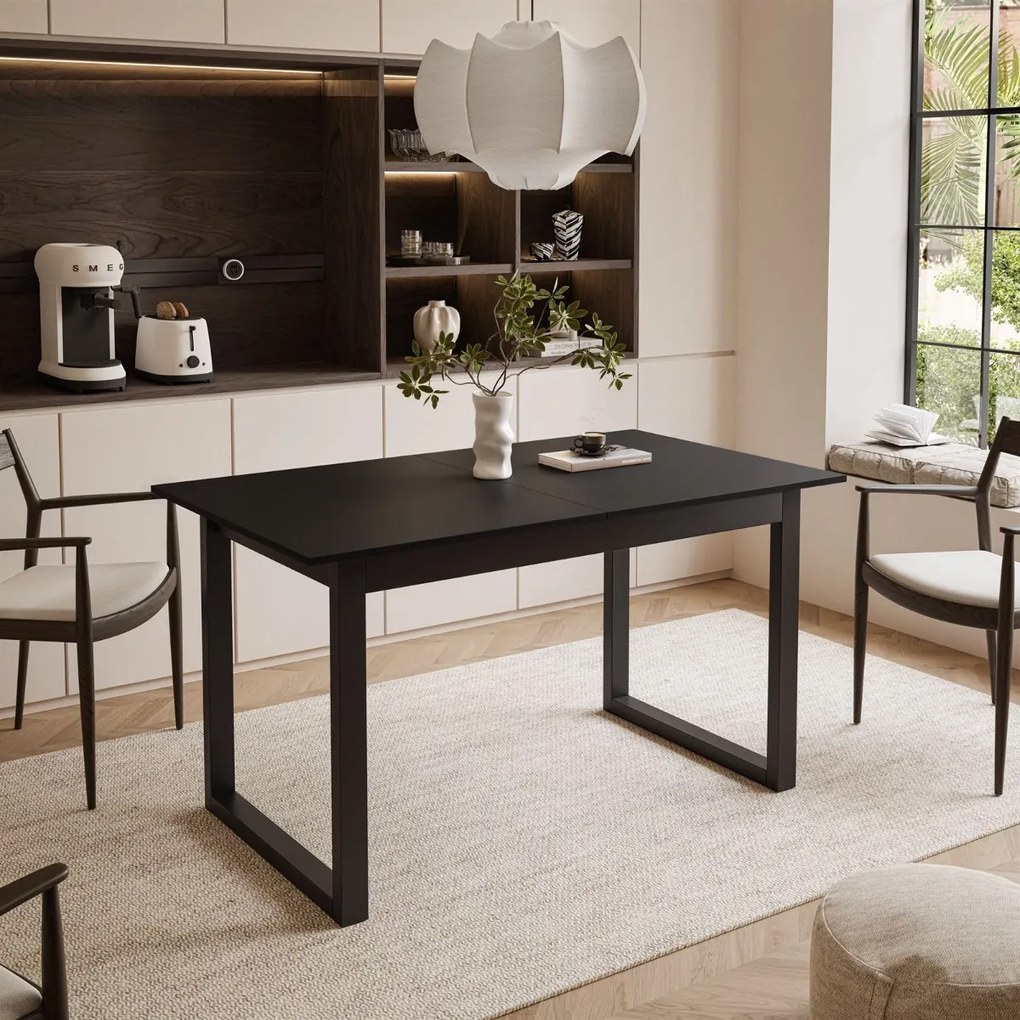 ROZKLADACÍ JEDÁLENSKÝ STÔL DANILO ČIERNY + ČIERNE U NOHY 140 / 195 cm