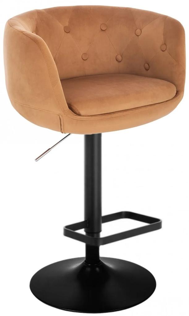 LuxuryForm Barová stolička MONTANA VELUR na čiernom tanieri - hnedá
