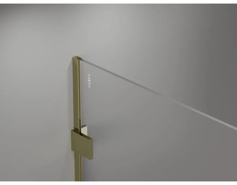 Mexen Lunar sprchová stena pravá 130 x 200 cm, 8mm číre sklo, zlatá lesklá, 830-130-000-50-00-P