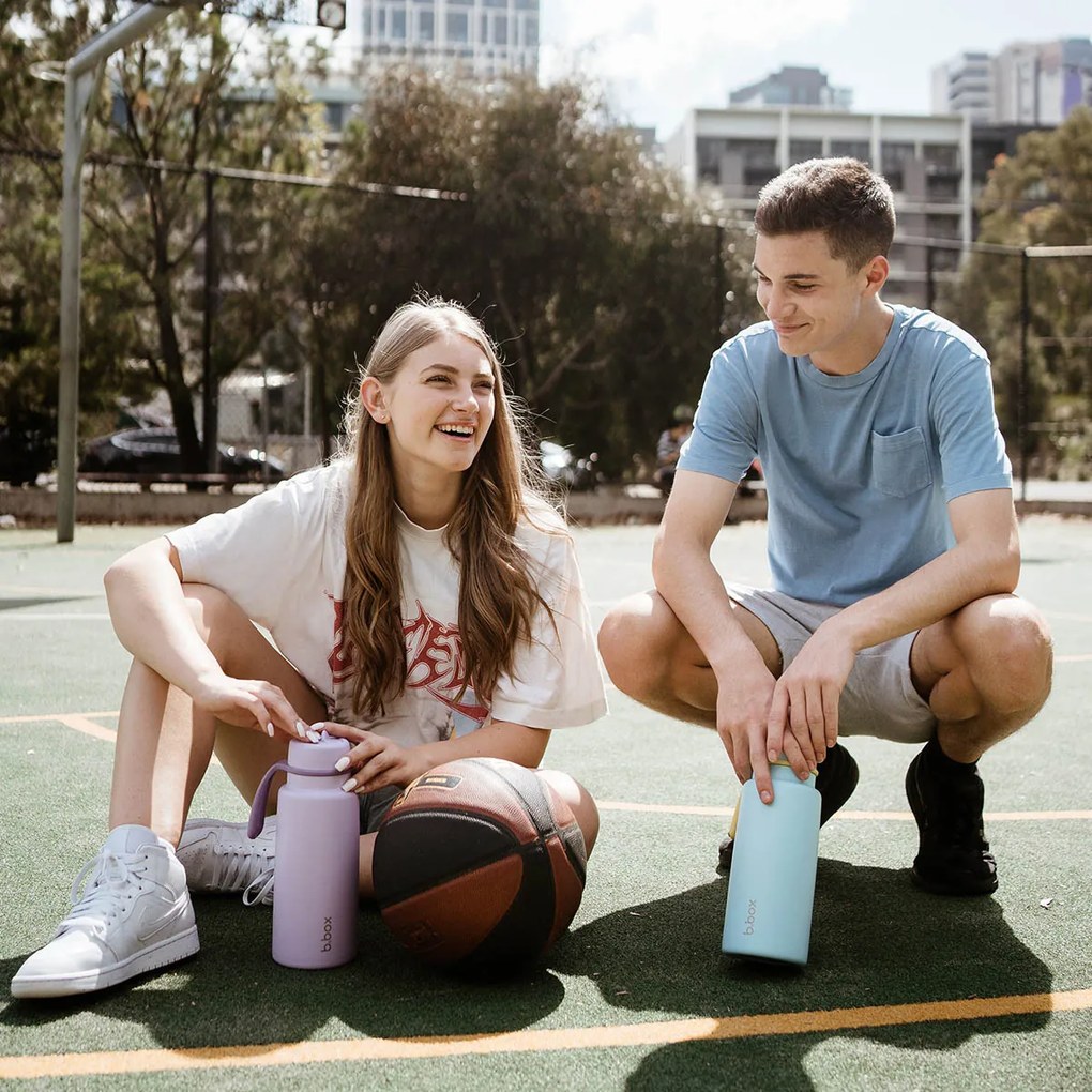 Antikorová termofľaša so slamkou 1 l - svetlomodrá/žltá