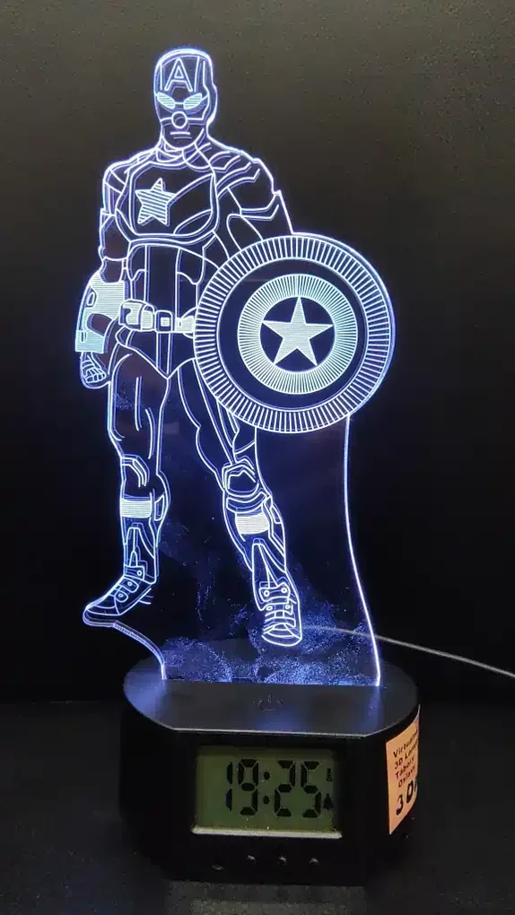 3Dmix 3DL-SMRT034 – 3D LED nočná lampa - Kapitán Amerika (Captain America) (Smart)