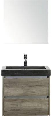 Kúpeľňový nábytkový set Dante 60 cm s umývadlom z prírodného kameňa a zrkadlom dub Nebraska