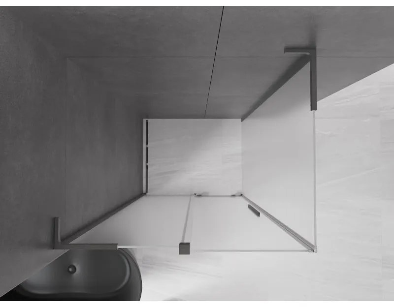 Mexen Velar L, sprchový kút s posuvnými dverami 90 x 80 cm, 8mm sklo námraza, grafit brúsený, 871-090-080-33-66