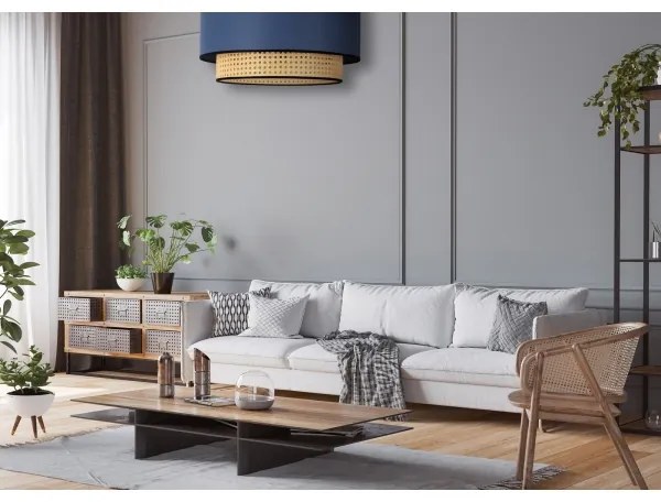 Duolla - Stropné svietidlo BOHO 1xE27/15W/230V pr. 45 cm modrá/ratan