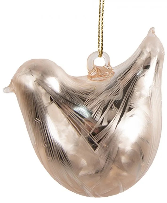 Závesná dekorácia ružový sklenený vtáčik - 7*4*6 cm