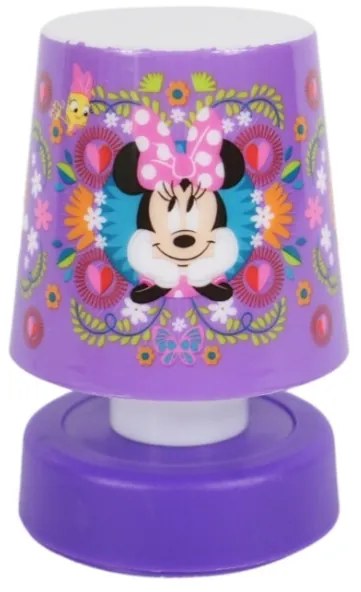LED detská nočná lampička MINNIE 11 cm fialová
