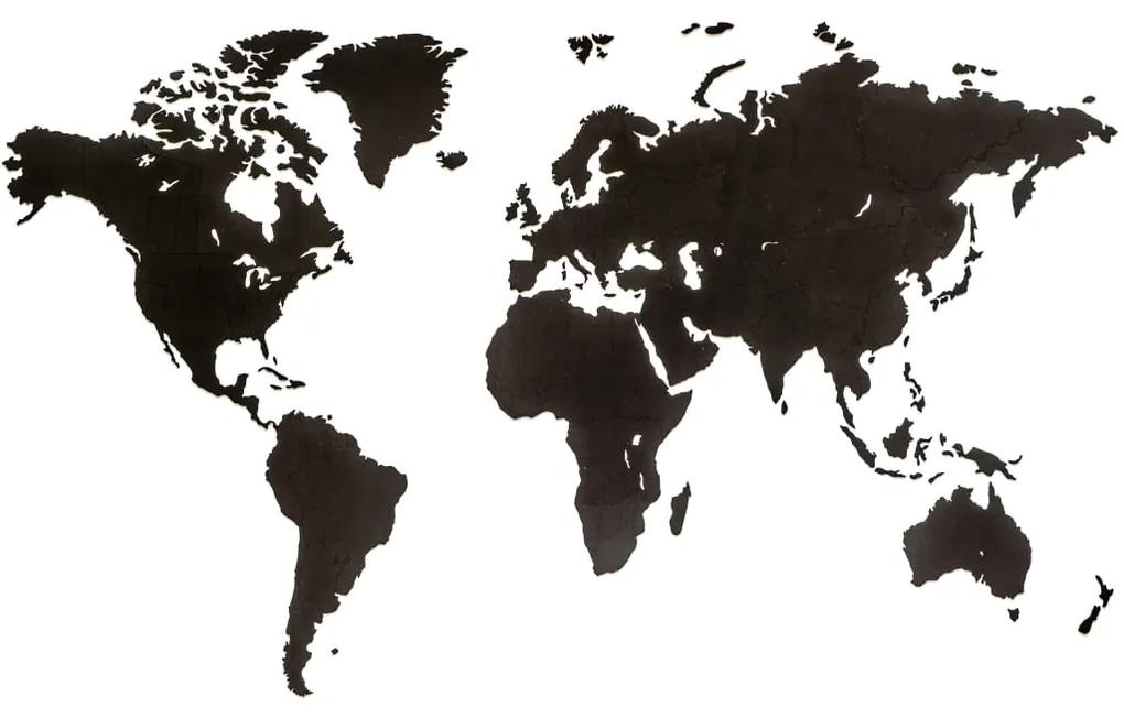 MiMi Innovations Drevená nástenná mapa sveta Luxury, čierna 180x108 cm