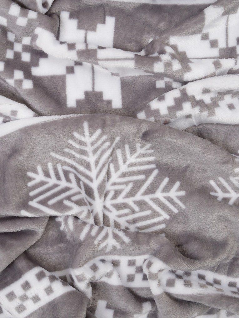 Deka mikroplyš 150 × 200 cm – Vianoce sivé