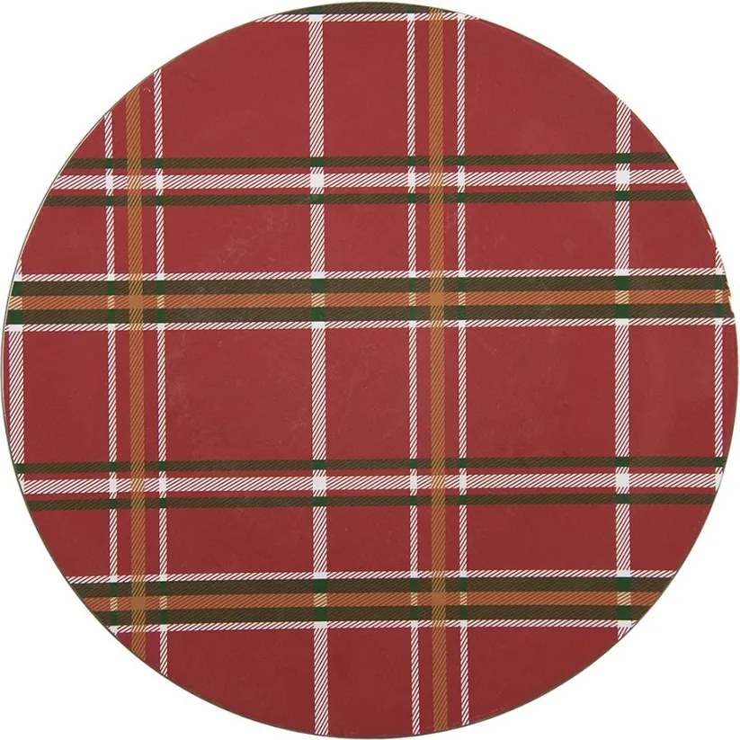 Zelený károvaný servírovací tanier - Ø 33*1 cm