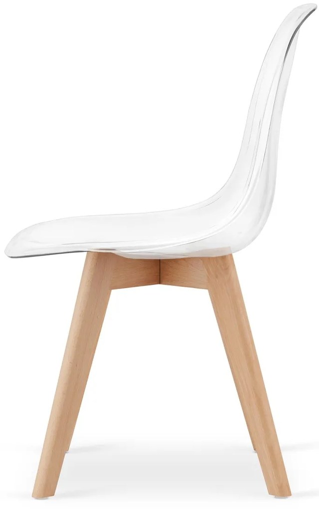 Transparentná stolička KITO s bukovými nohami