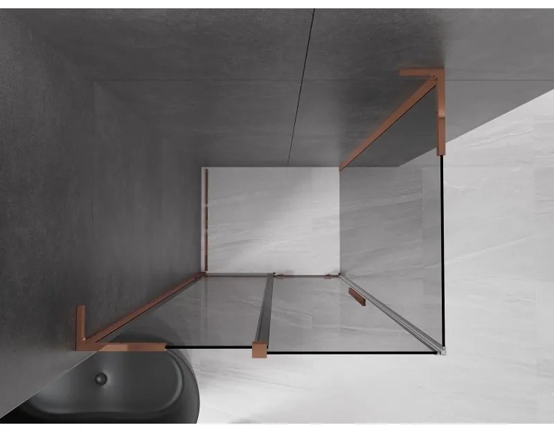 Mexen Velar L, sprchový kút s posuvnými dverami 120 x 100 cm, 8mm šedé sklo, ružové zlato, 871-120-100-43-60