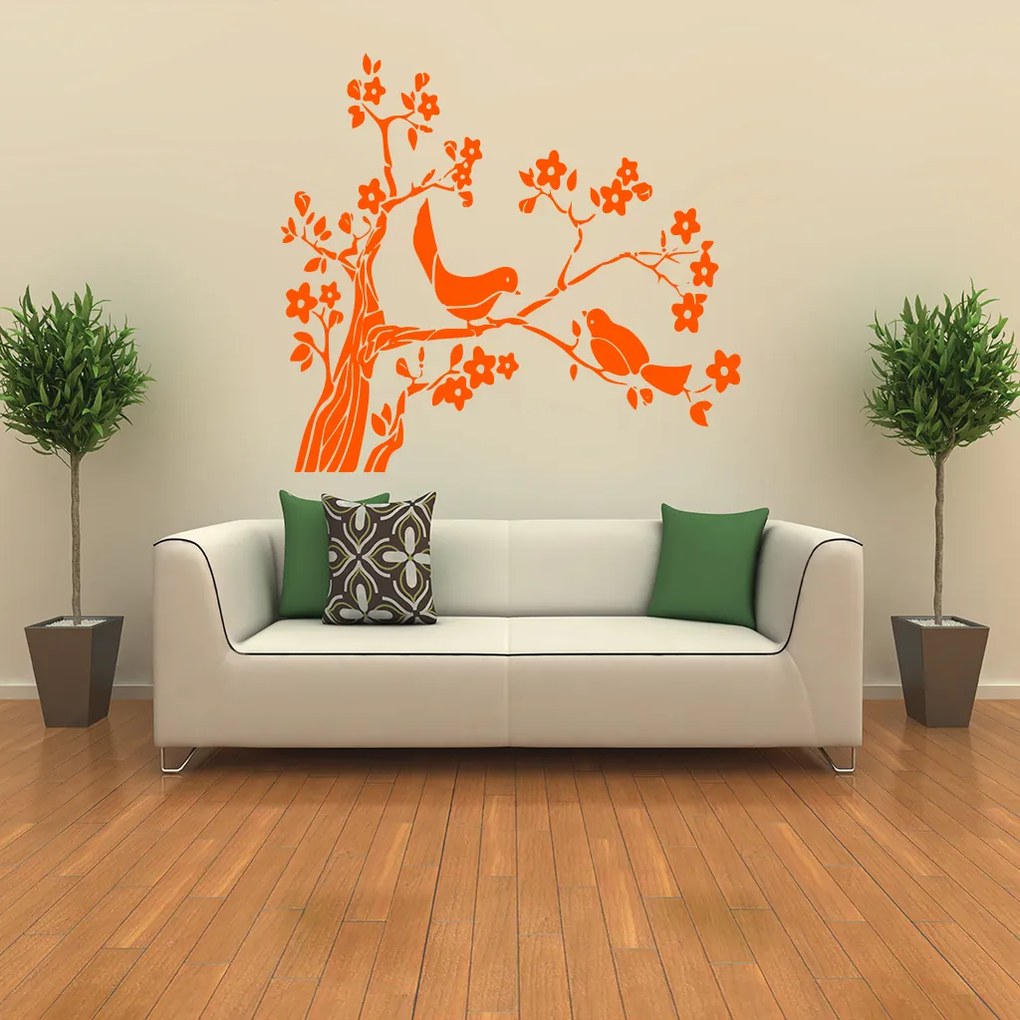 Veselá Stena Samolepka Zamilované vtáčiky Farba: modrá, Veľkosť: 80 x 73 cm