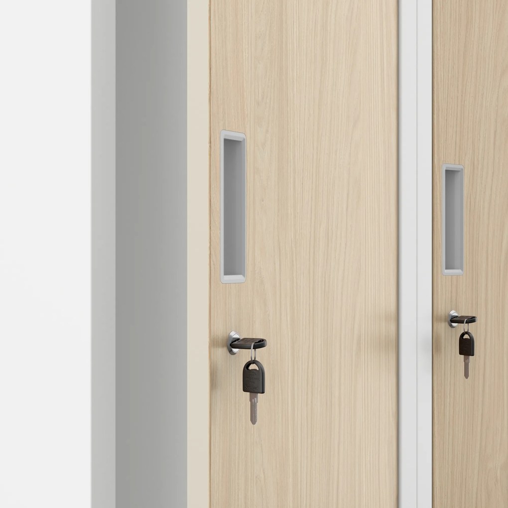 Šatníková pracovná skrinka so štyrmi priehradkami, biela/dub Sonoma, 800x1800x500 mm: KACPER Eco Design