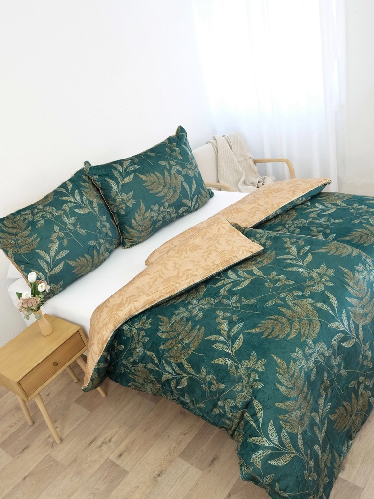 Predĺžené obliečky mikroplyš Digital – Gabriela tmavo zelená