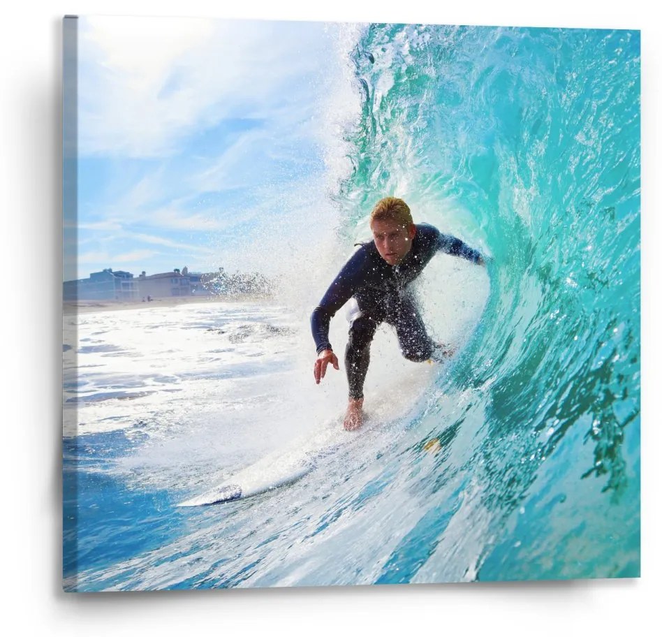 Sablio Obraz surfista na vlne - 110x110 cm