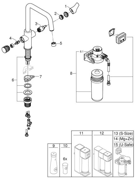 GROHE 30596000 - Drezová batéria BLUE PURE s filtračnou funkciou, lesklý chróm