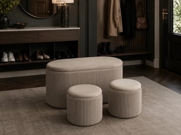 Set troch taburetiek ARVION béžové PHO5963 (3 ks)