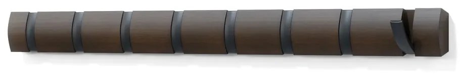 Tmavohnedý nástenný vešiak z topoľového dreva Flip – Umbra