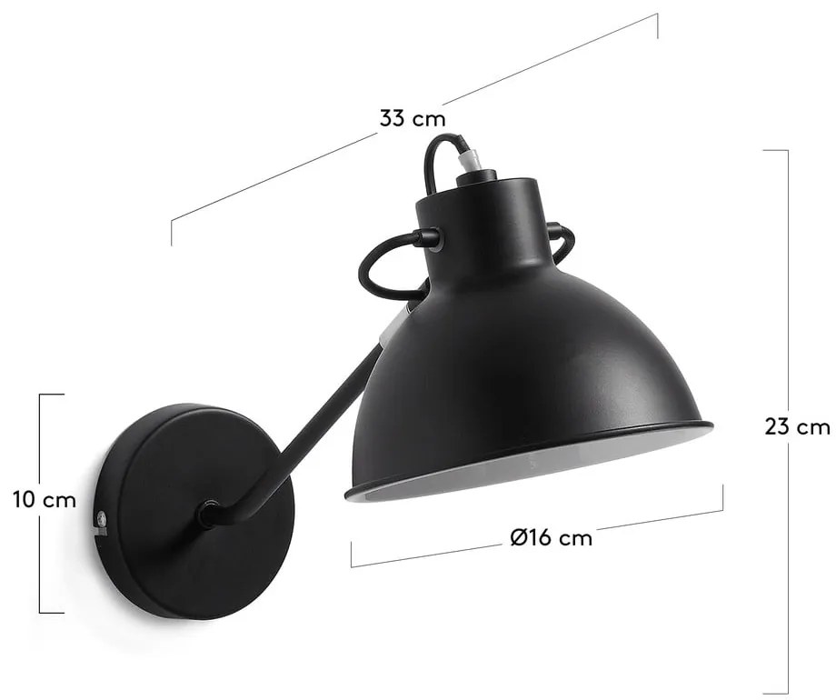 Čierna nástenná lampa Kave Home Odalis