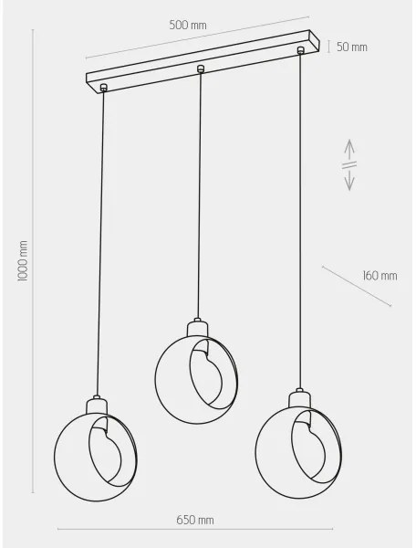 Luster na lanku CYKLOP 3xE27/60W/230V biela