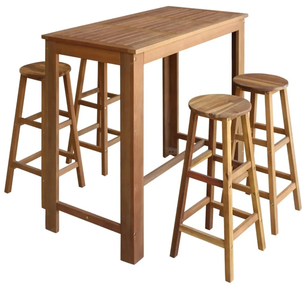 vidaXL Súprava barového stola a stoličiek, 5 ks masívne akáciové drevo