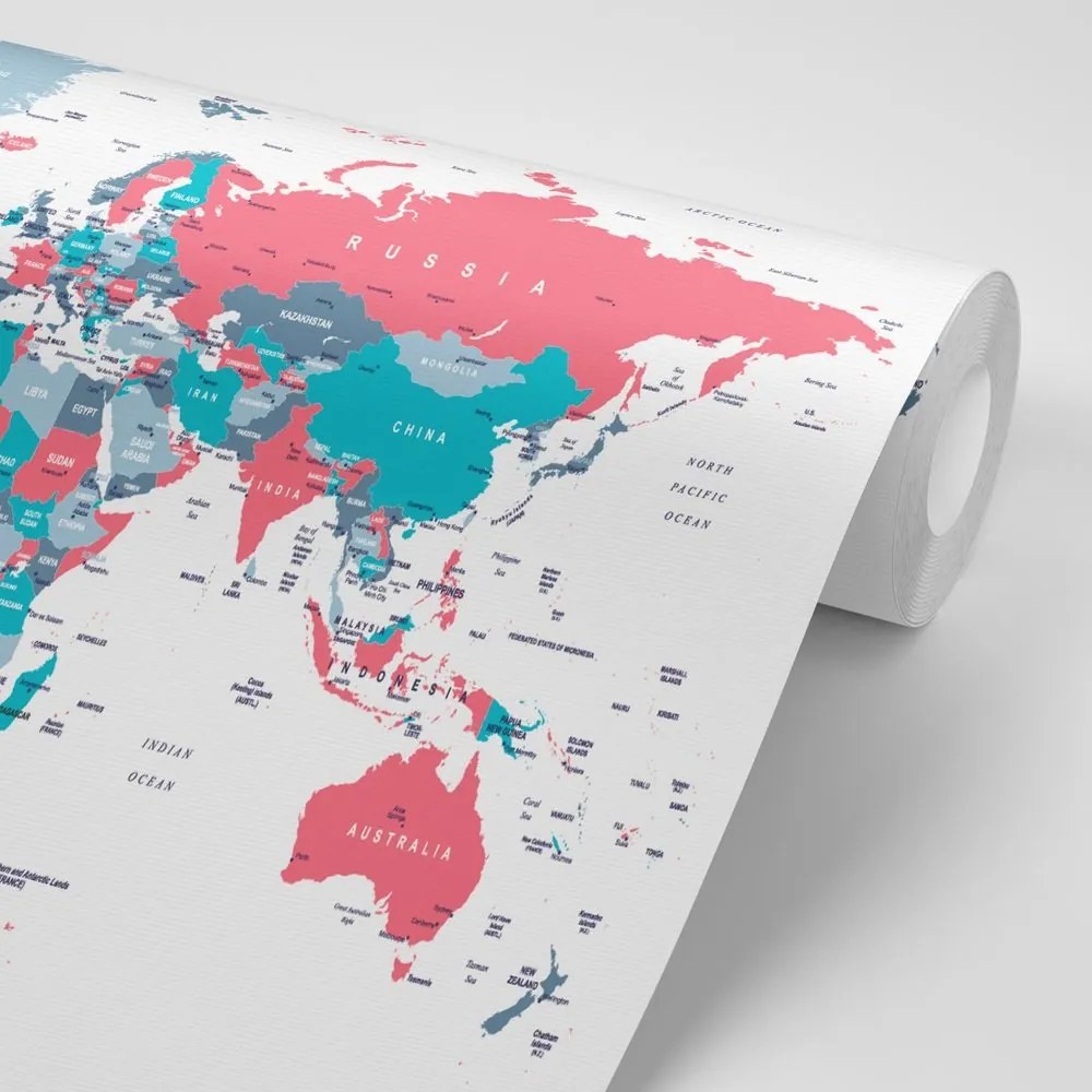 Tapeta mapa sveta s pastelovým nádychom - 375x250