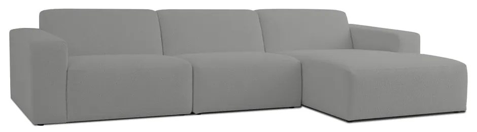 Sivá rohová pohovka z textílie buklé (pravý roh) Roxy – Scandic