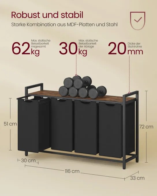 Kôš na bielizeň so 4 priehradkami BLH401B01