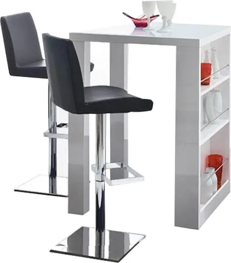 Barový stôl Bilbao - biely lesk / oceľ