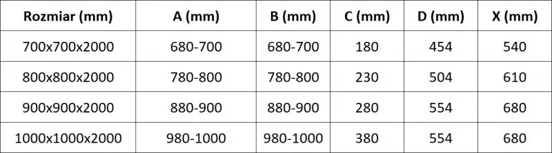 Mexen Exo, výklopný štvorcový sprchový kút 90 x 90 cm, číre sklo, zlatá, 8110-090-090-50-00