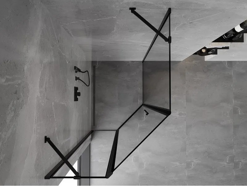 Mexen Mist, päťuholníkový sprchový kút, ľavý 80 x 100 cm, číre sklo-čierny rám, 8A8-080-100-70-70-L