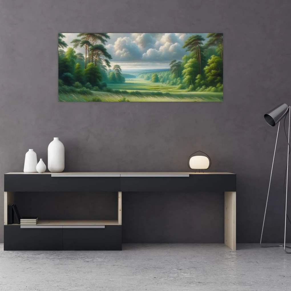 Obraz - Zelená krajina (120x50 cm)