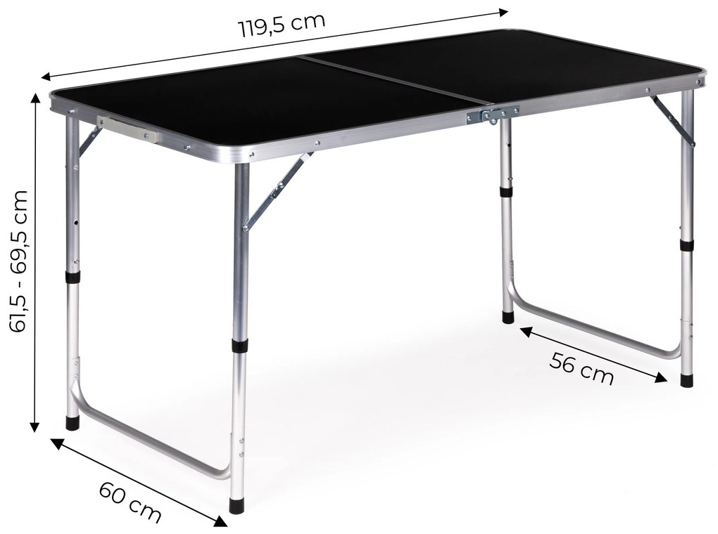 ModernHome Skladací piknikový stôl - čierny