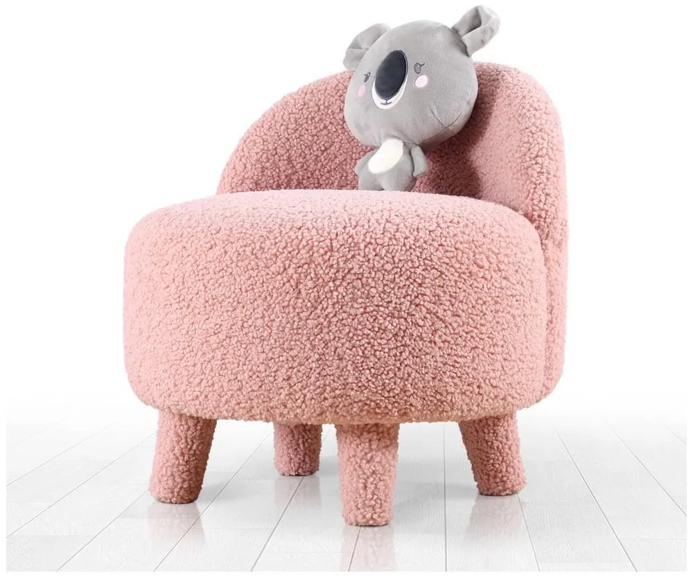 Svetloružové detské kresielko z textílie bouclé Moouv – Artie