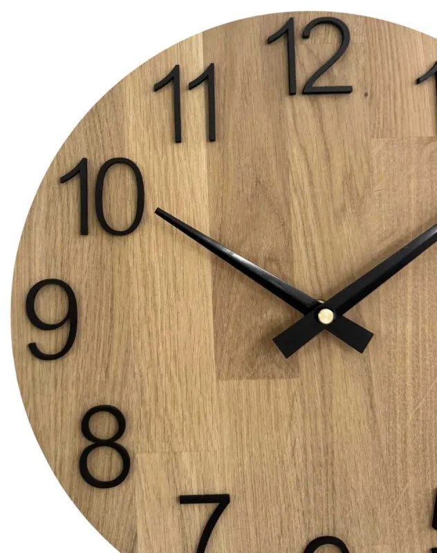 Nástenné hodiny drevené s vyrezávanými číslicami I SENTOP FB-MAS016-OSMO-3041-heads-black