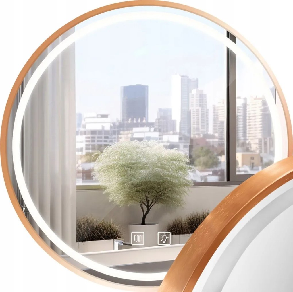Rea MMJ, okrúhle LED zrkadlo 100 cm, medená matná, HOM-05498