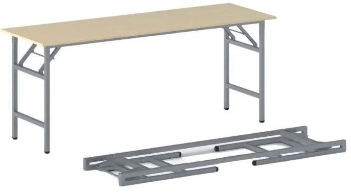 Konferenčný stôl FAST READY, 170x50 cm, sivostrieborná podnož, breza