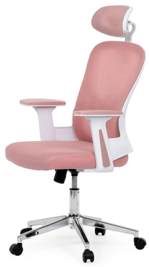 Kancelárska otočná stolička ROSE — sieť / látka, ružová