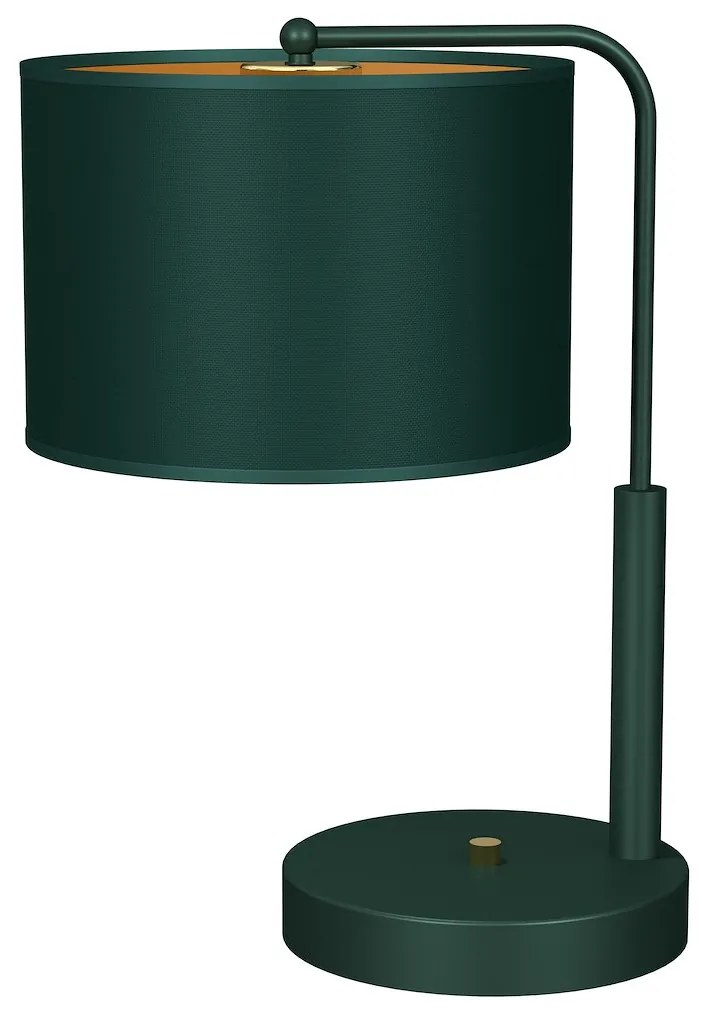 Stolná lampa Verde, 1x zelené textilné tienidlo, gr