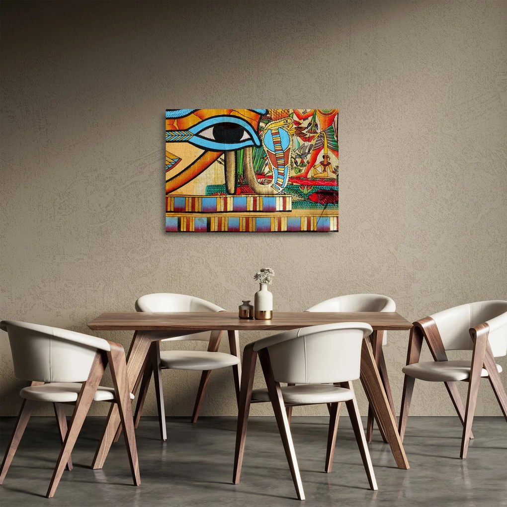 Sklenený obraz s egyptskými motívmi (70x50 cm)