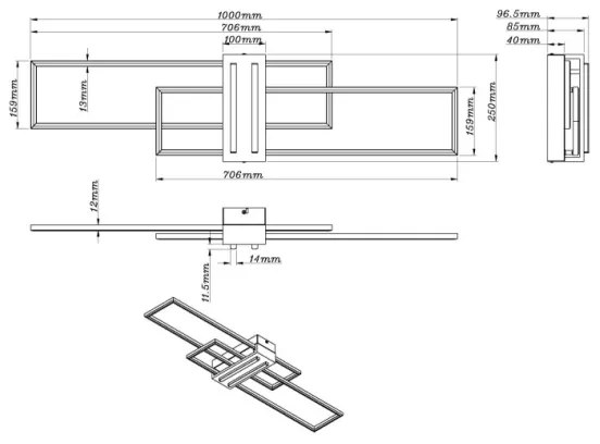 Globo 67208-40N - LED Stropné svietidlo DAKARI LED/40W/230V 3000K 25x100 cm čierna