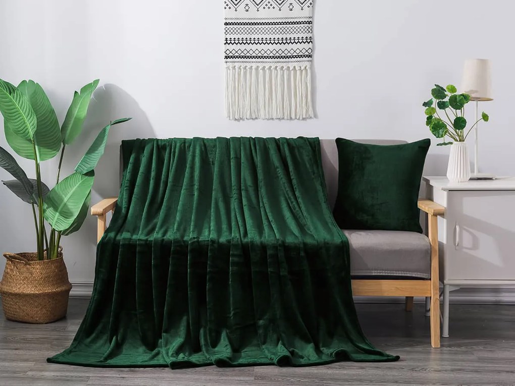 XPOSE® Mikroplyšová deka Exclusive - tmavo zelená 150x200 cm